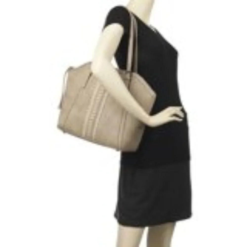 Beige Stud-Accent Women’s Tote Bag